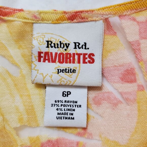 Ruby Rd. FAVORITE Orange Yellow Zip Front Crinkle Burnout Top Women's Size 6P - Picture 8 of 13